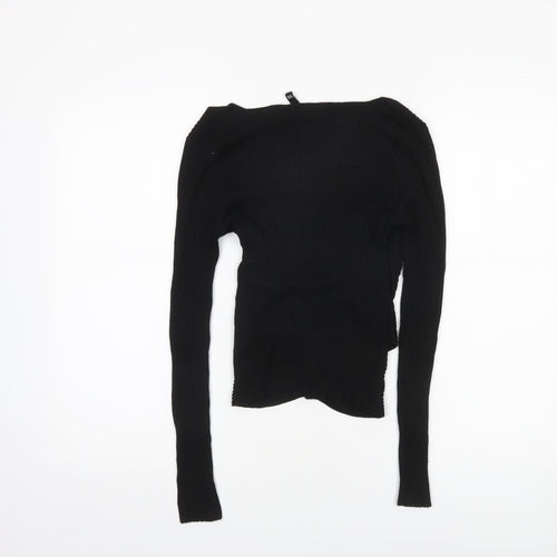 H&M Divided Womens Black XS Rib Knit Slim Fit Pullover Jumper