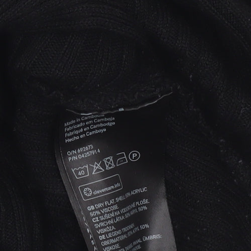 H&M Divided Womens Black XS Rib Knit Slim Fit Pullover Jumper