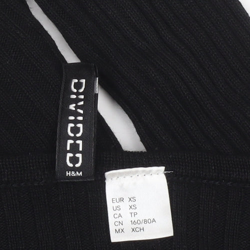 H&M Divided Womens Black XS Rib Knit Slim Fit Pullover Jumper