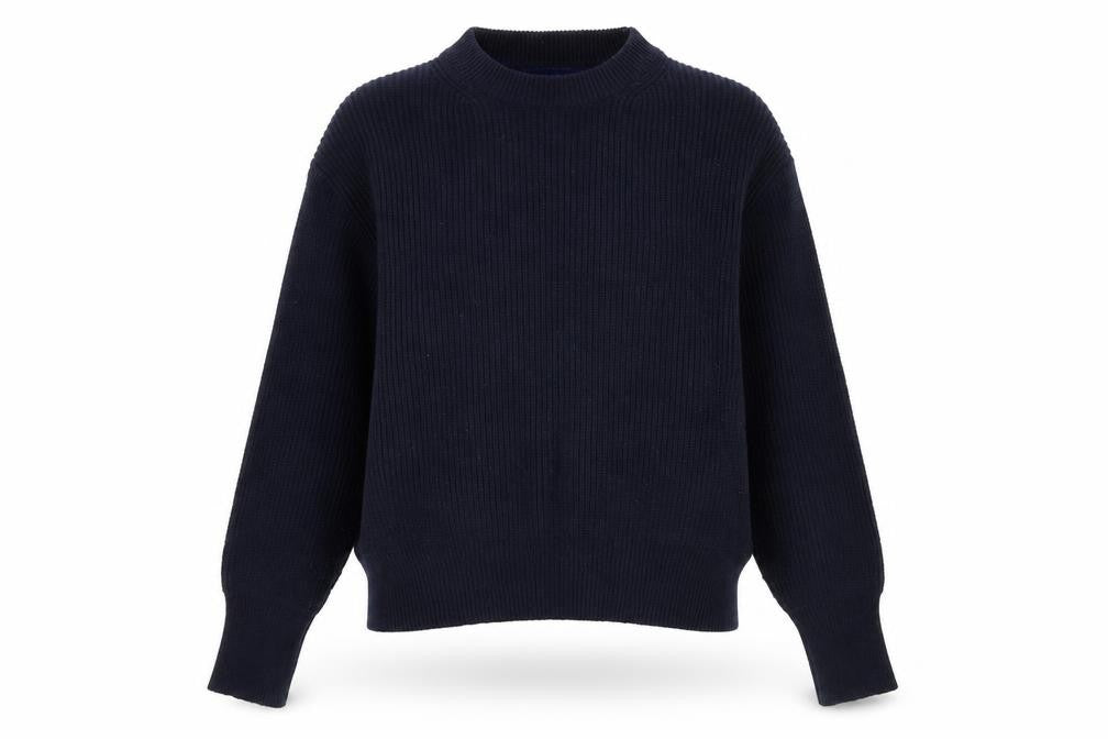 Front view of Zara Women's Blue Knit Crew Neck jumper, size S