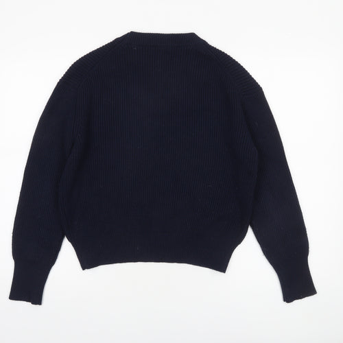 ZARA Women's Blue Knit Crew Neck Pullover Jumper Size S