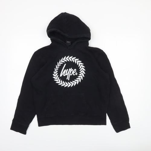 Hype Boys Black Pullover Hoodie 14 Years Cotton Graphic Print