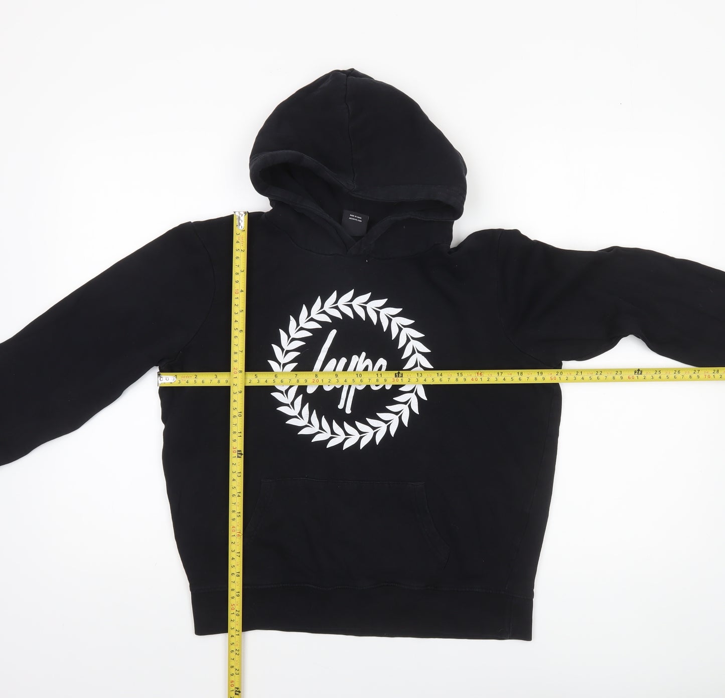 Hype Boys Black Pullover Hoodie 14 Years Cotton Graphic Print