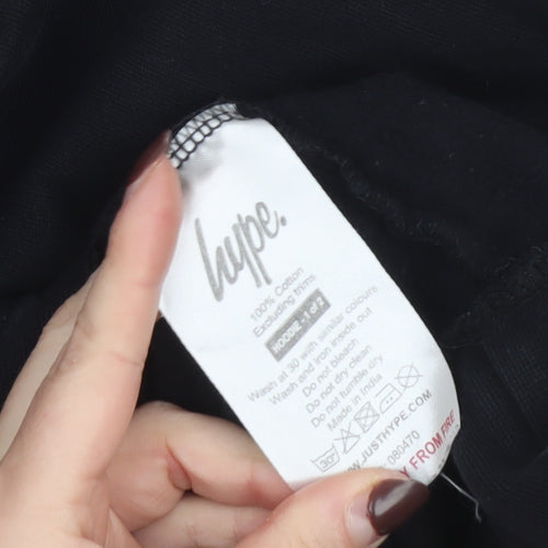 Hype Boys Black Pullover Hoodie 14 Years Cotton Graphic Print