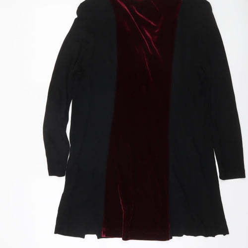Verse Women’s Black & Burgundy Velvet Trim Mid-Length Coatigan Size 12