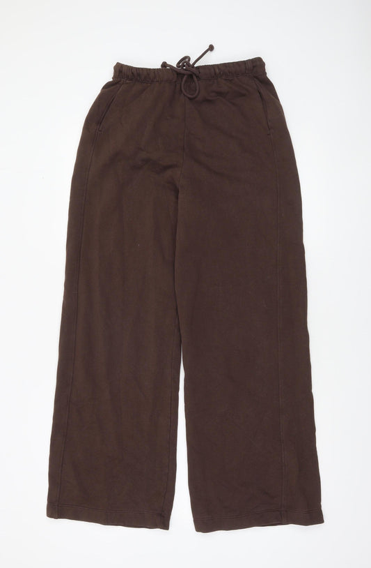 Zara Women Brown Cotton Straight Leg Sweatpants Size S