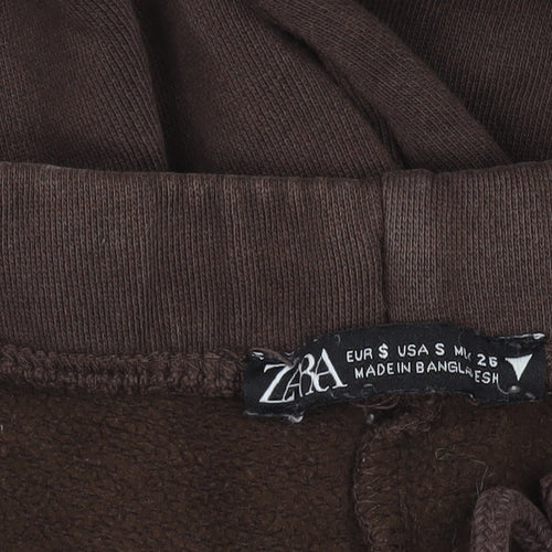 Zara Women Brown Cotton Straight Leg Sweatpants Size S