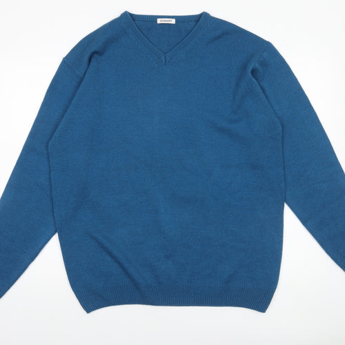 Damart Men's Blue V-Neck Acrylic Knit Jumper Size L
