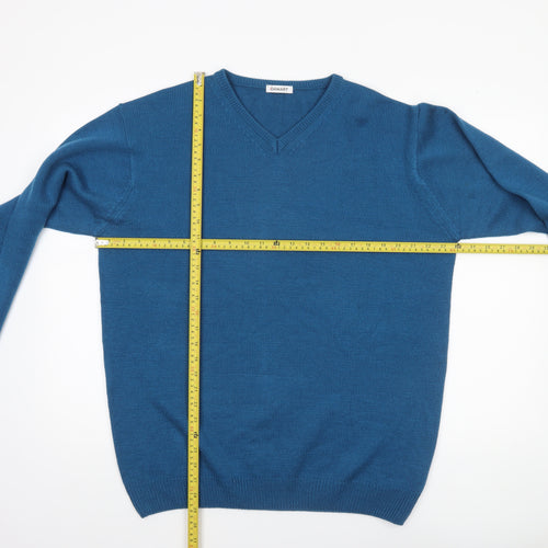 Damart Men's Blue V-Neck Acrylic Knit Jumper Size L