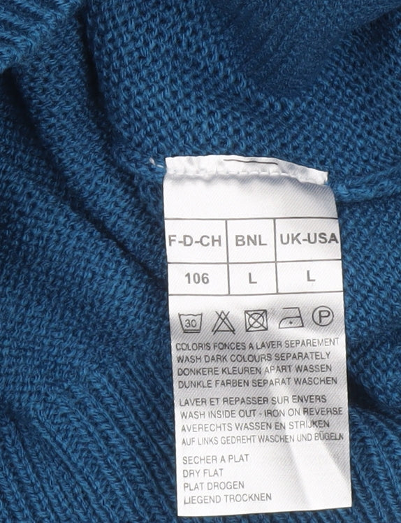 Damart Men's Blue V-Neck Acrylic Knit Jumper Size L