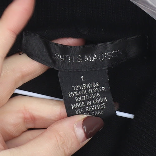 39th & Madison Women's Black L Open Knit Long Sleeve Cardigan