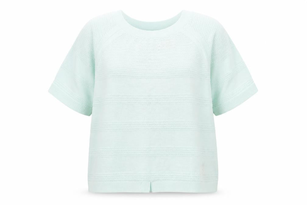 Front view of FatFace Women’s Green Knit Button-Up Tunic Top, size UK 16