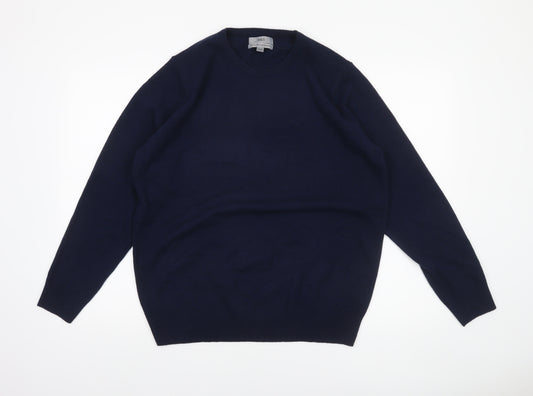 Marks and Spencer Men's Blue L Lambswool Crew Neck Jumper