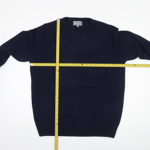 Marks and Spencer Men's Blue L Lambswool Crew Neck Jumper
