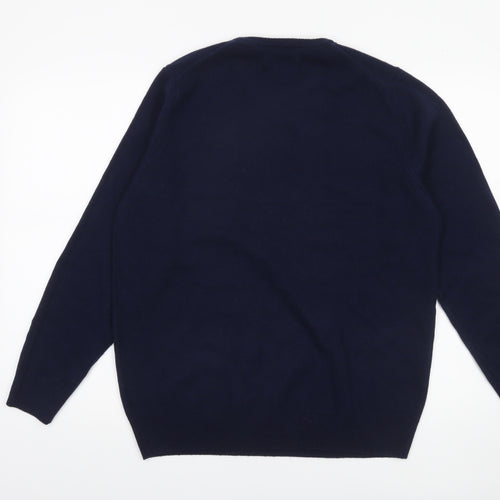 Marks and Spencer Men's Blue L Lambswool Crew Neck Jumper