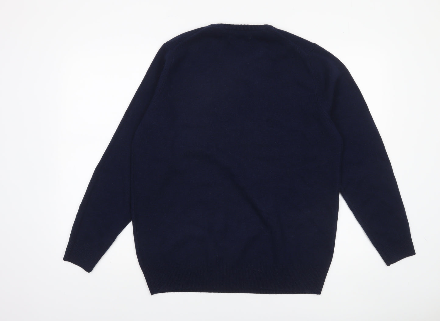 Marks and Spencer Men's Blue L Lambswool Crew Neck Jumper