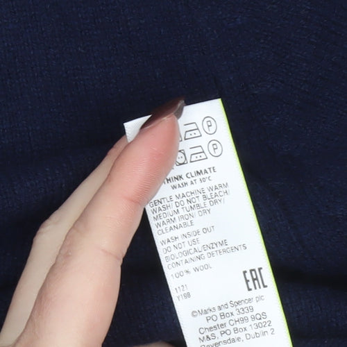 Marks and Spencer Men's Blue L Lambswool Crew Neck Jumper