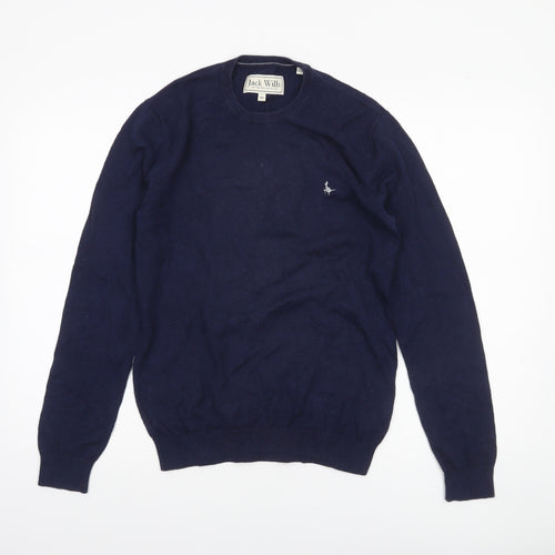 Jack Wills Men's Blue XS Cotton Cashmere Crew Neck Jumper