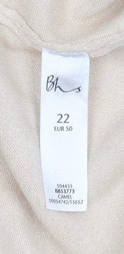 BHS Women’s Beige Wrap V-Neck Long Sleeve Jumper Size 22