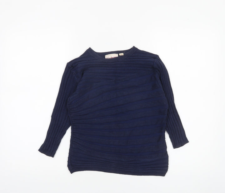 Kaleidoscope Women's Blue Cotton Blend 3/4 Sleeve Pullover Jumper Size 10
