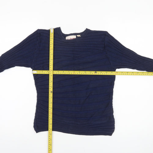 Kaleidoscope Women's Blue Cotton Blend 3/4 Sleeve Pullover Jumper Size 10