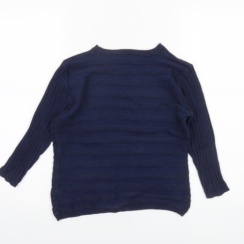 Kaleidoscope Women's Blue Cotton Blend 3/4 Sleeve Pullover Jumper Size 10