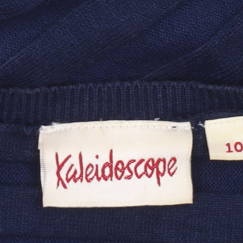 Kaleidoscope Women's Blue Cotton Blend 3/4 Sleeve Pullover Jumper Size 10