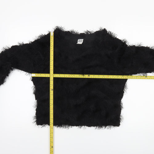 Vero Moda Womens Black XS Furry Pullover Jumper Fluffy Knit Sweater