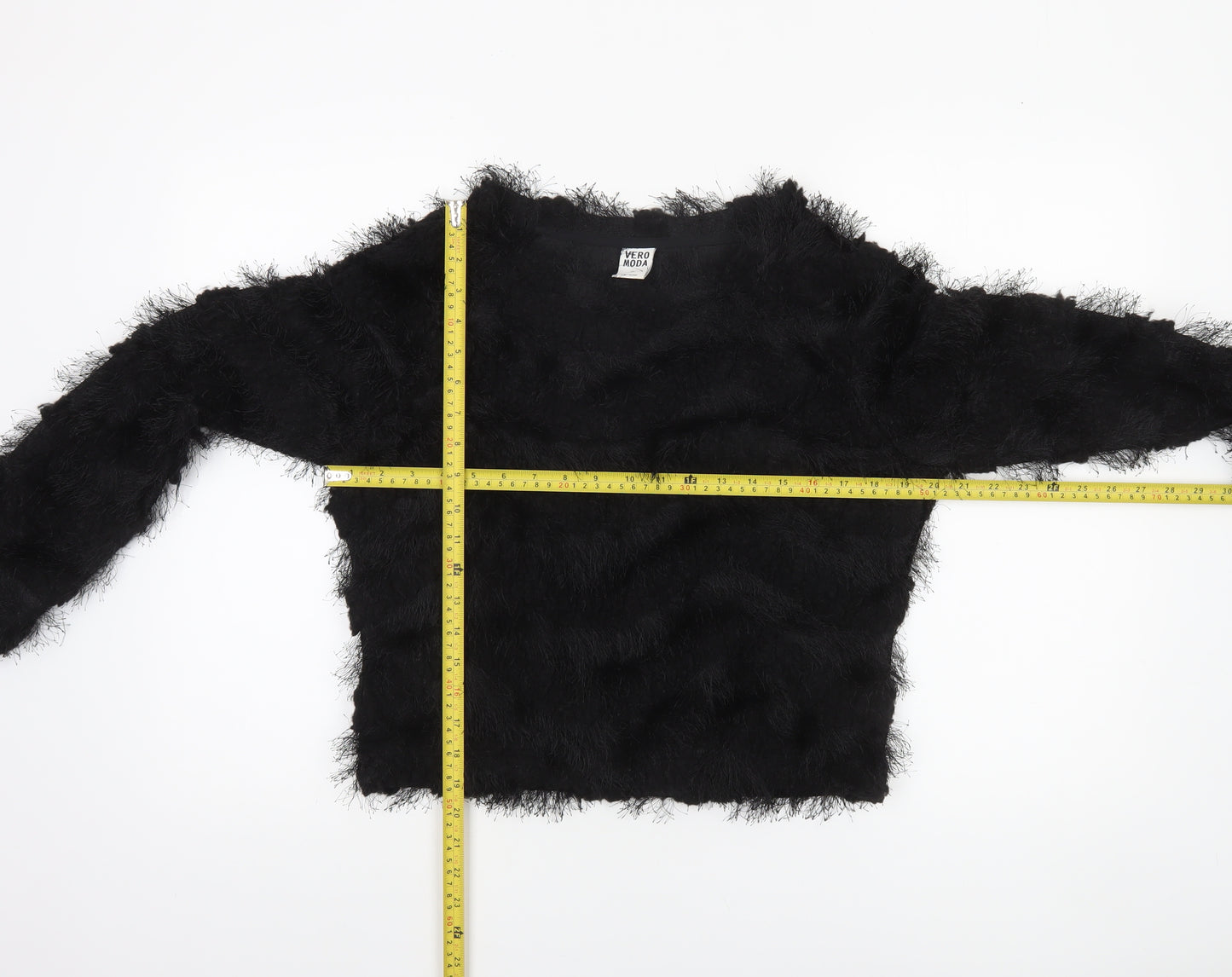 Vero Moda Womens Black XS Furry Pullover Jumper Fluffy Knit Sweater