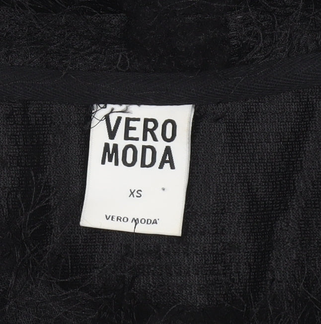 Vero Moda Womens Black XS Furry Pullover Jumper Fluffy Knit Sweater