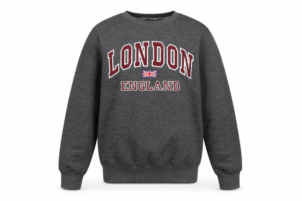 Front view of 16Sixty Men's Grey London England Sweatshirt Medium Pullover Fleece