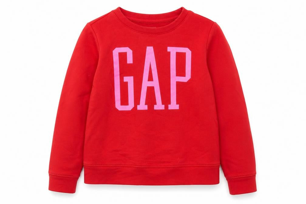 Front view of Gap girls’ red logo pullover sweatshirt -, size 8-9, years cotton blend