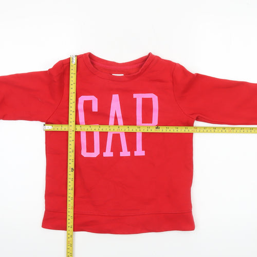 GAP Girls Red Logo Pullover Sweatshirt - Size 8-9 Years Cotton Blend