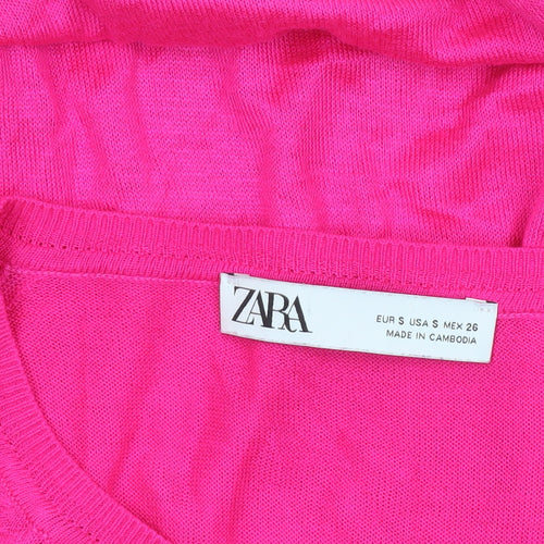 ZARA Women’s Pink Crew Neck Long Sleeve Pullover Jumper Size S