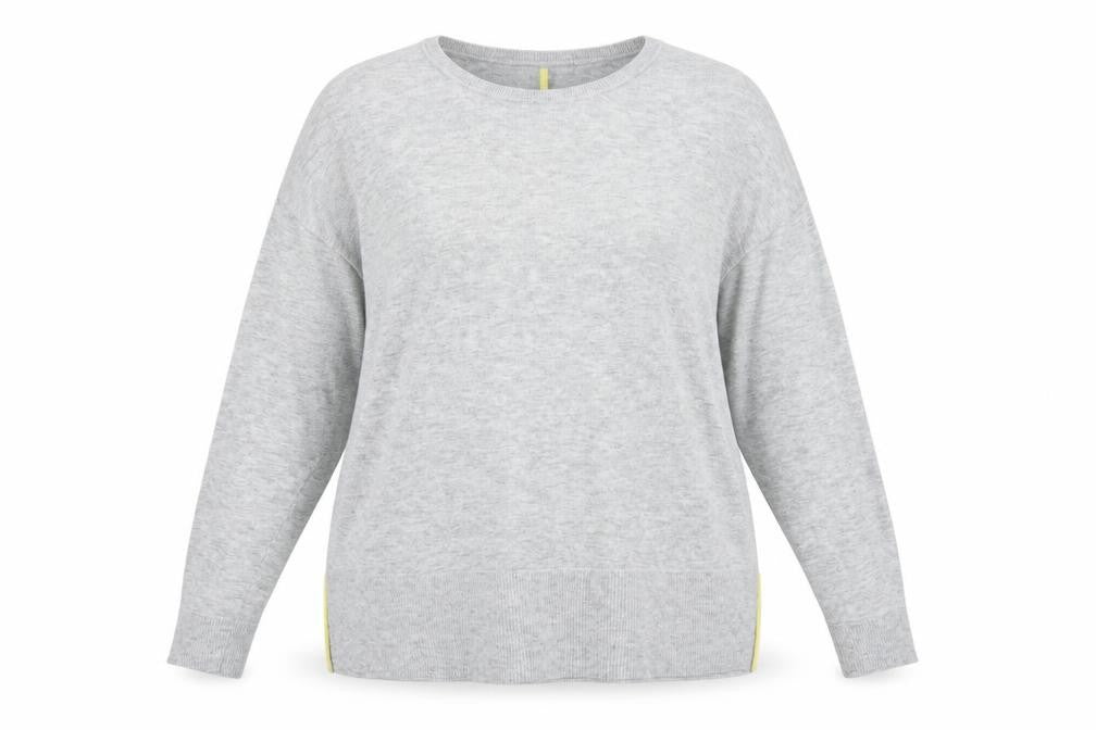 Front view of Oliver Bonas women’s grey crew neck long sleeve jumper, size UK 14