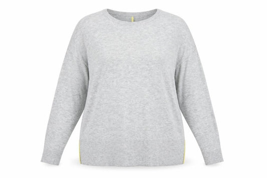 Front view of Oliver Bonas women’s grey crew neck long sleeve jumper, size UK 14