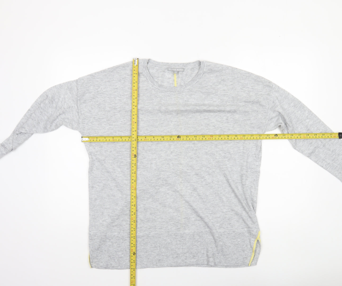 Oliver Bonas Womens Grey Crew Neck Long Sleeve Pullover Jumper Size 14