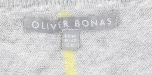 Oliver Bonas Womens Grey Crew Neck Long Sleeve Pullover Jumper Size 14
