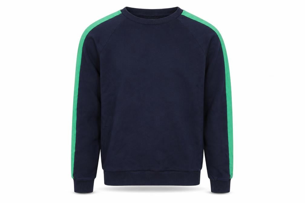 Front view of COS Men's Blue Crew Neck Pullover Sweatshirt, size S
