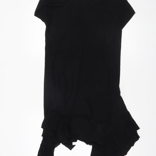 Oui Women’s Black Short Sleeve Ruffle Hem Tunic Jumper Size 14