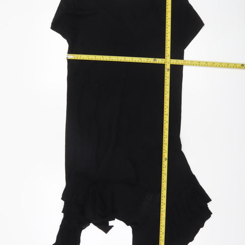 Oui Women’s Black Short Sleeve Ruffle Hem Tunic Jumper Size 14
