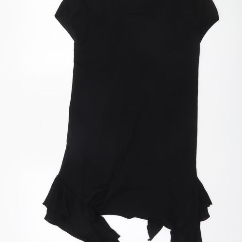 Oui Women’s Black Short Sleeve Ruffle Hem Tunic Jumper Size 14