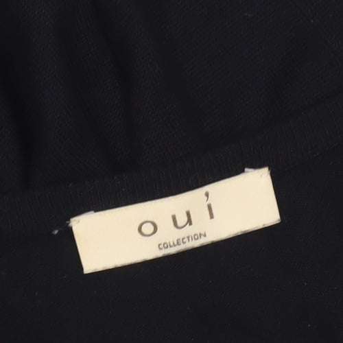 Oui Women’s Black Short Sleeve Ruffle Hem Tunic Jumper Size 14