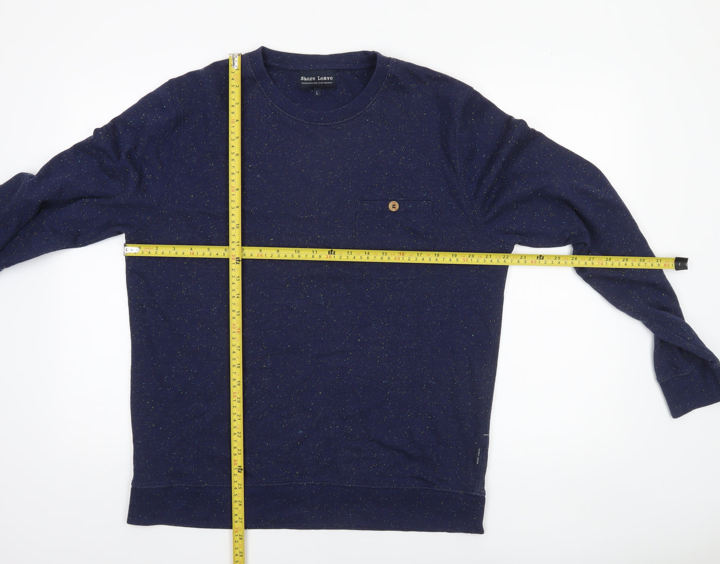 Shore Leave Men's Blue Long Sleeve Crew Neck Cotton Blend Sweatshirt Size L