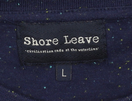Shore Leave Men's Blue Long Sleeve Crew Neck Cotton Blend Sweatshirt Size L