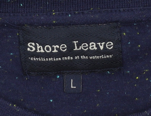 Shore Leave Men's Blue Long Sleeve Crew Neck Cotton Blend Sweatshirt Size L