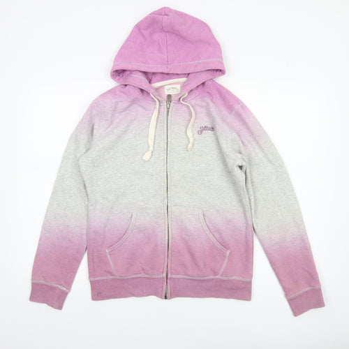 Saltrock Womens Grey Pink Full Zip Hoodie Size 10 Ombre Cotton Blend