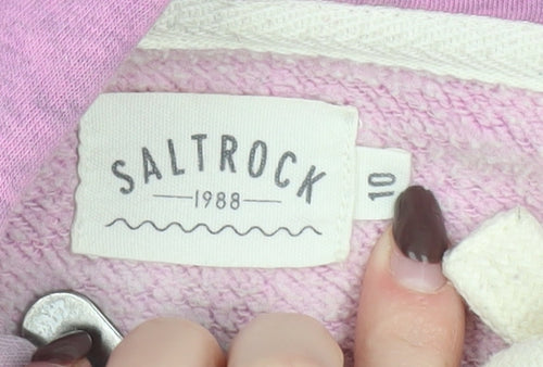 Saltrock Womens Grey Pink Full Zip Hoodie Size 10 Ombre Cotton Blend