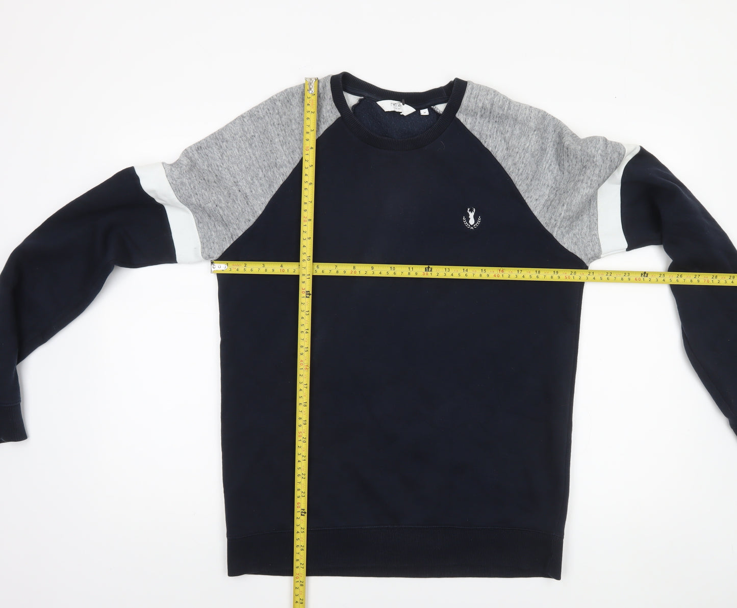 Next Men's Navy & Grey Crew Neck Sweatshirt Size M