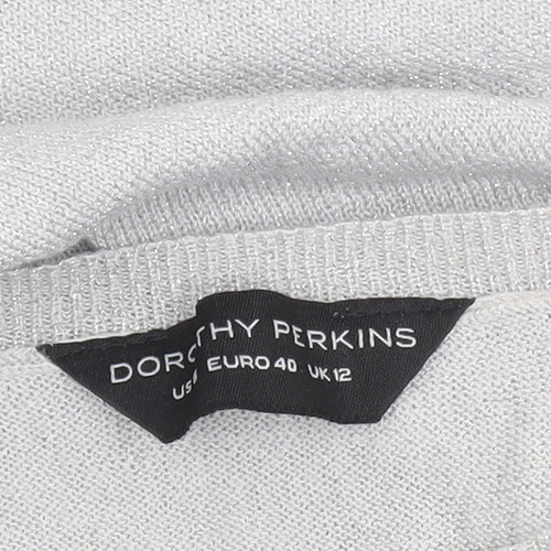 Dorothy Perkins Women’s Grey Lace Knit Short Sleeve Jumper UK 12